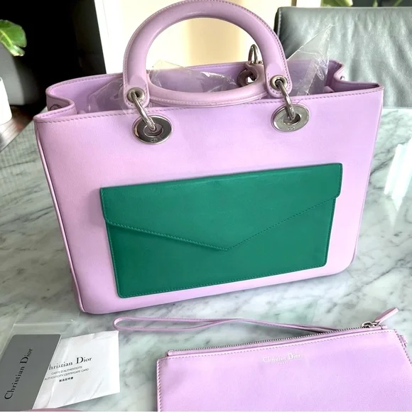 Christian Dior Purple Leather Diorissimo Pocket Tote Bag - Picture 4 of 11